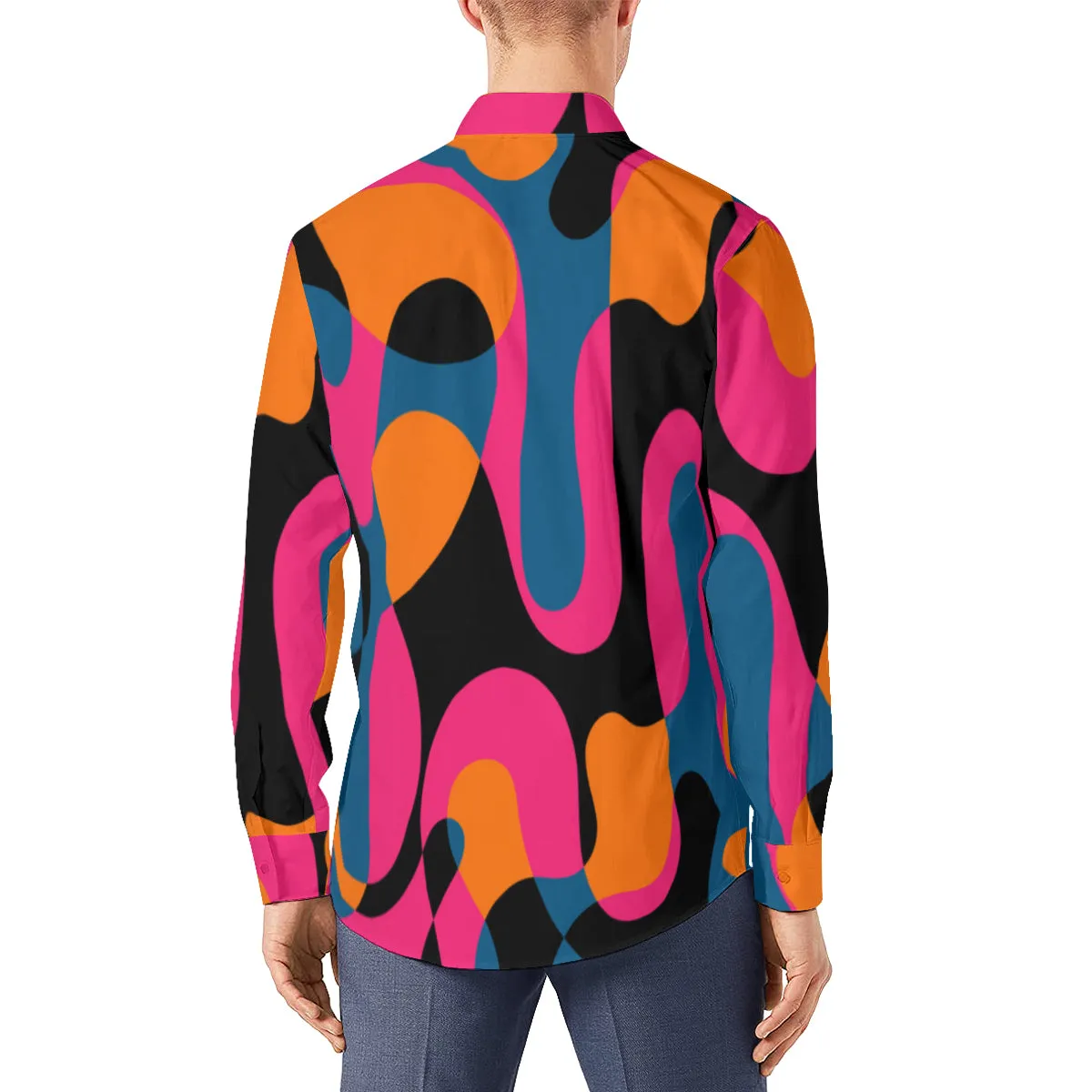 Abstract Shirt Men, Op Art Shirt, Mod Shirt Men, 60s style shirt, 60s Shirt Men, 60s top men, Artistic Shirt Men, Black Pink shirt men