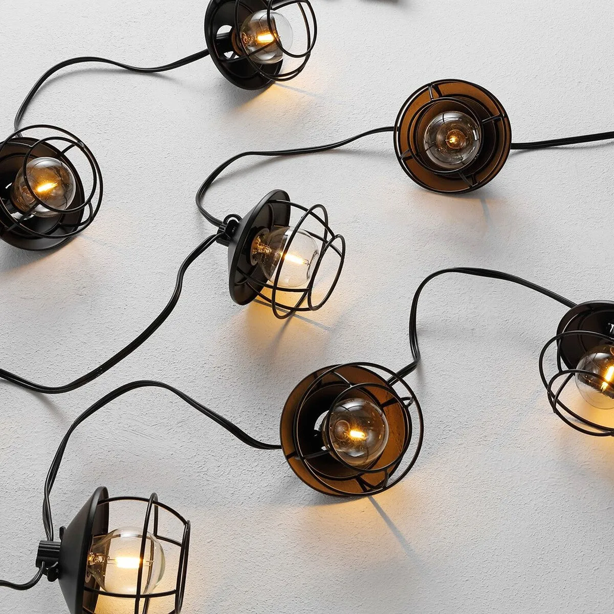 Agitha LED Outdoor String Lights - Elegant Black Birdcage Shades for Stunning Summer Gatherings