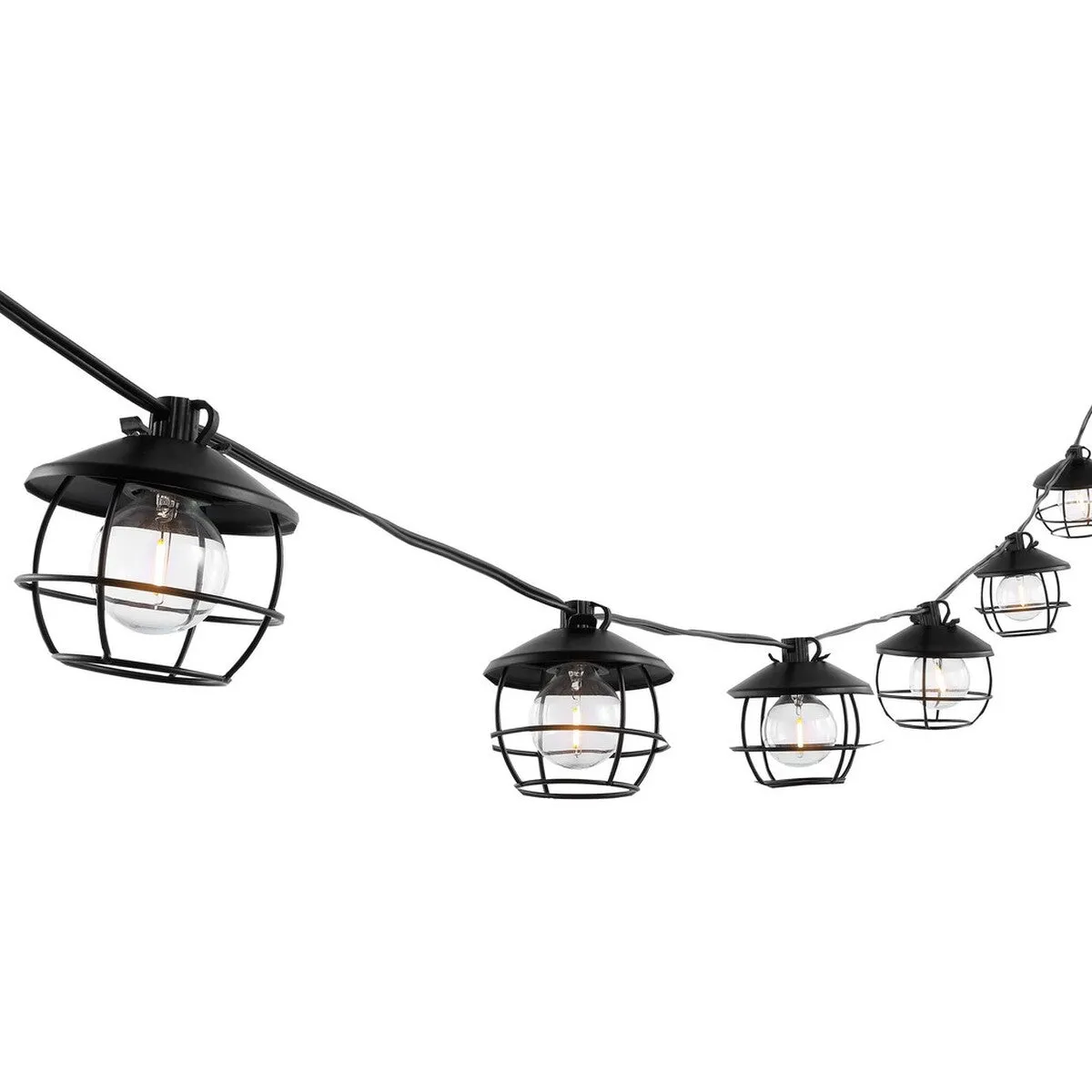 Agitha LED Outdoor String Lights - Elegant Black Birdcage Shades for Stunning Summer Gatherings