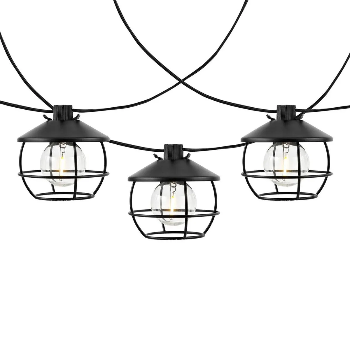 Agitha LED Outdoor String Lights - Elegant Black Birdcage Shades for Stunning Summer Gatherings