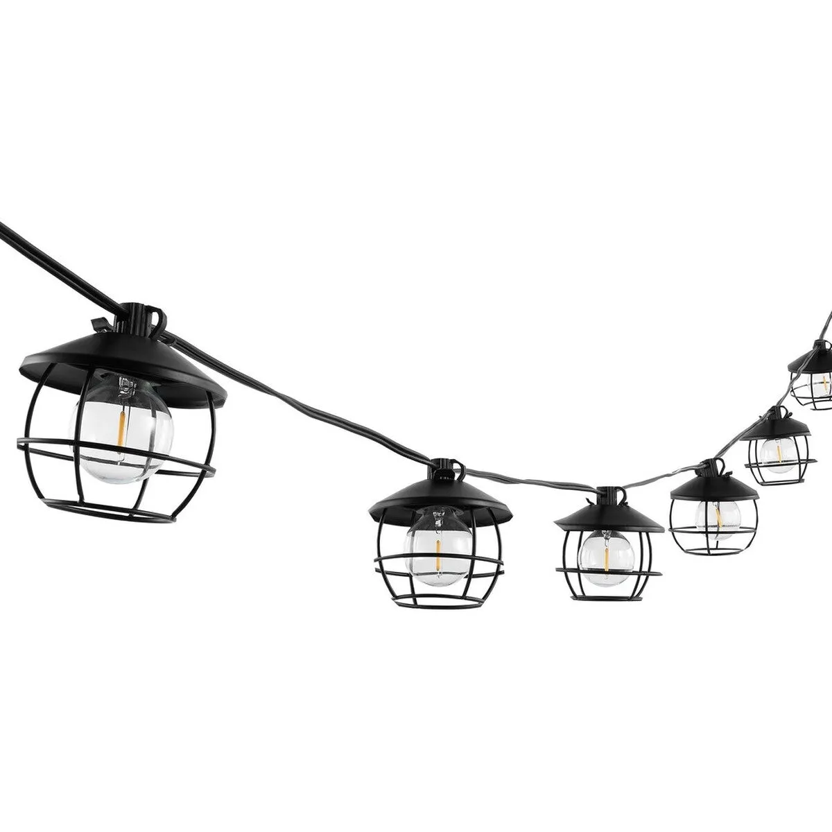 Agitha LED Outdoor String Lights - Elegant Black Birdcage Shades for Stunning Summer Gatherings