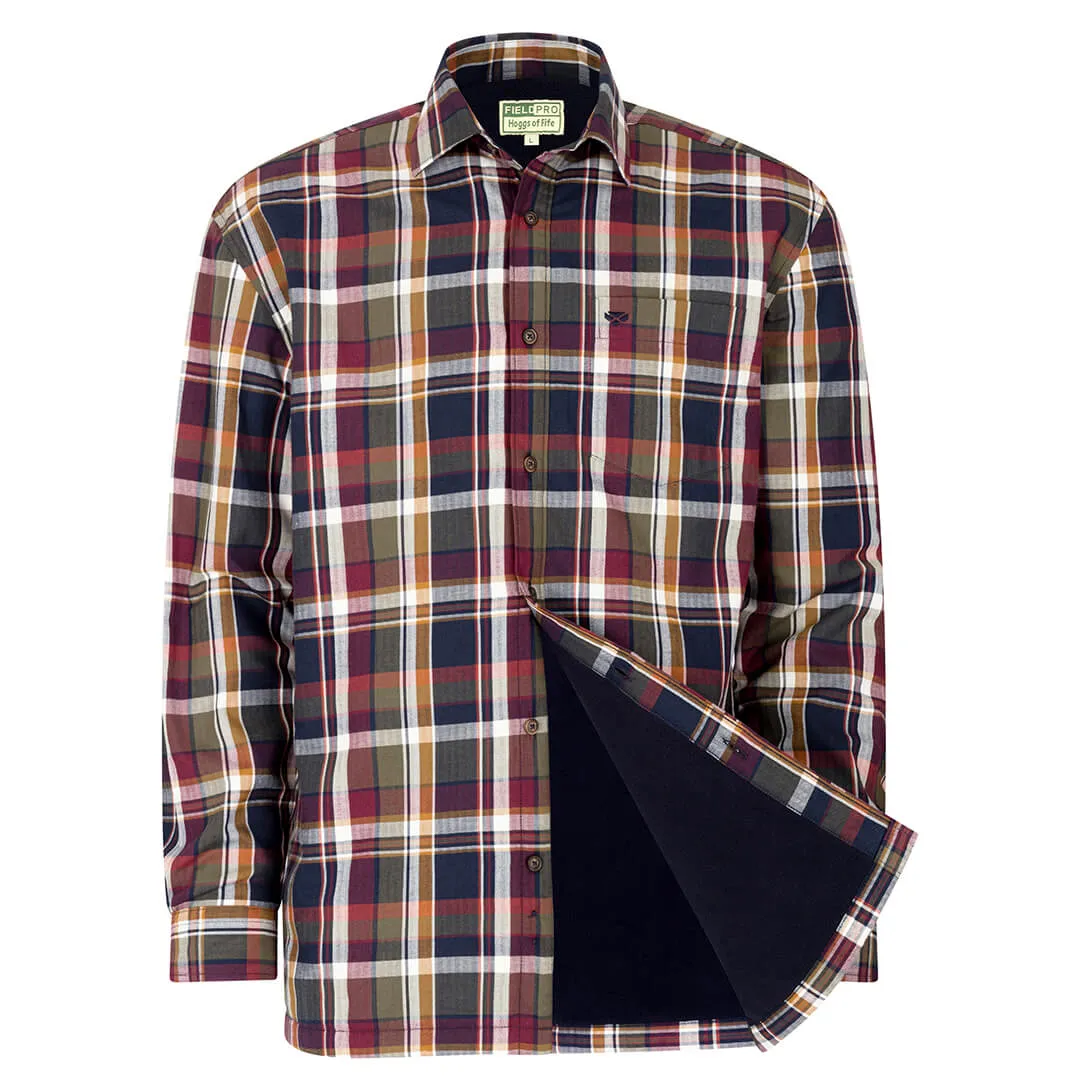 Arran Micro Fleece Lined 100% Cotton Shirt - Wine/Olive Check by Hoggs of Fife