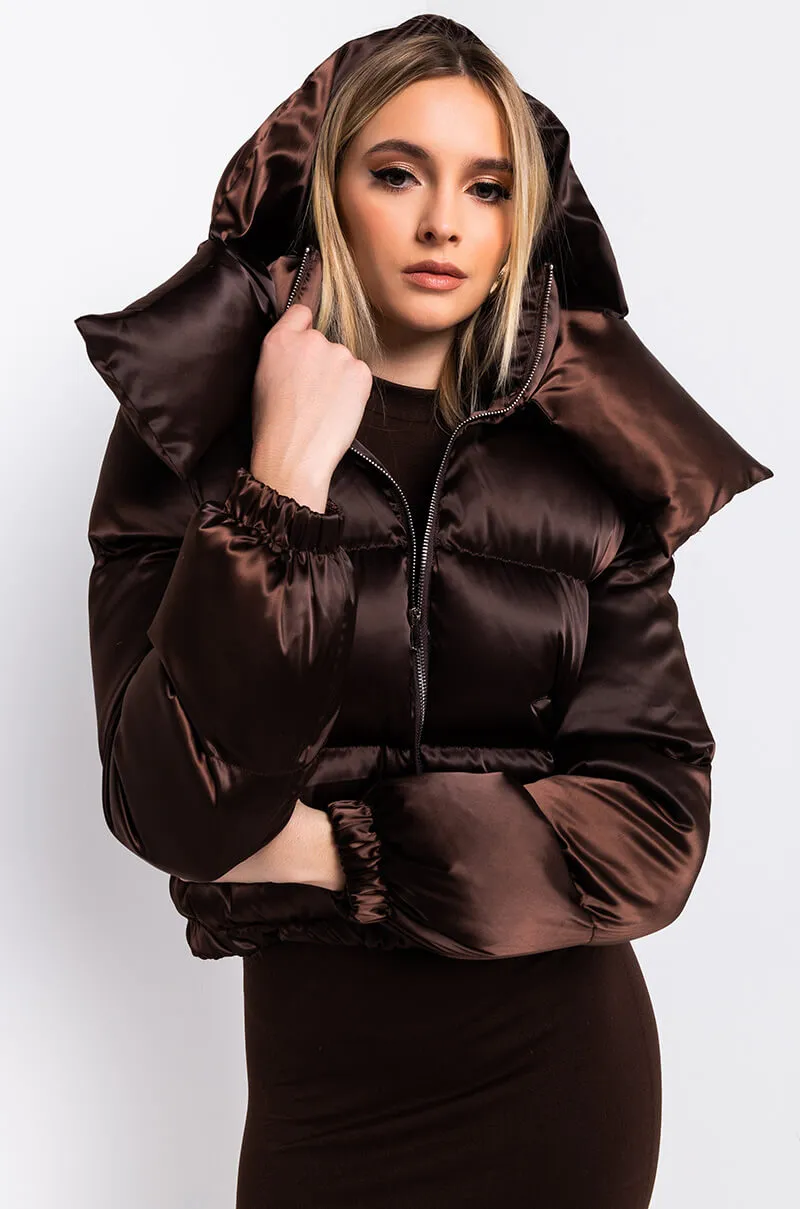 AZALEA WANG CHOCOLATE SATIN PUFFER