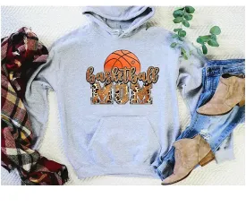 Basketball Mom Glittery with Leo basketball heart Top