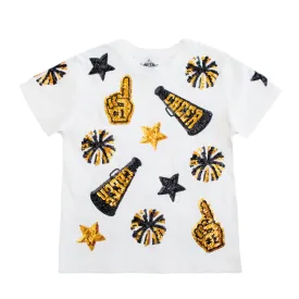 Black And Gold Sequin Cheer Kid Shirt