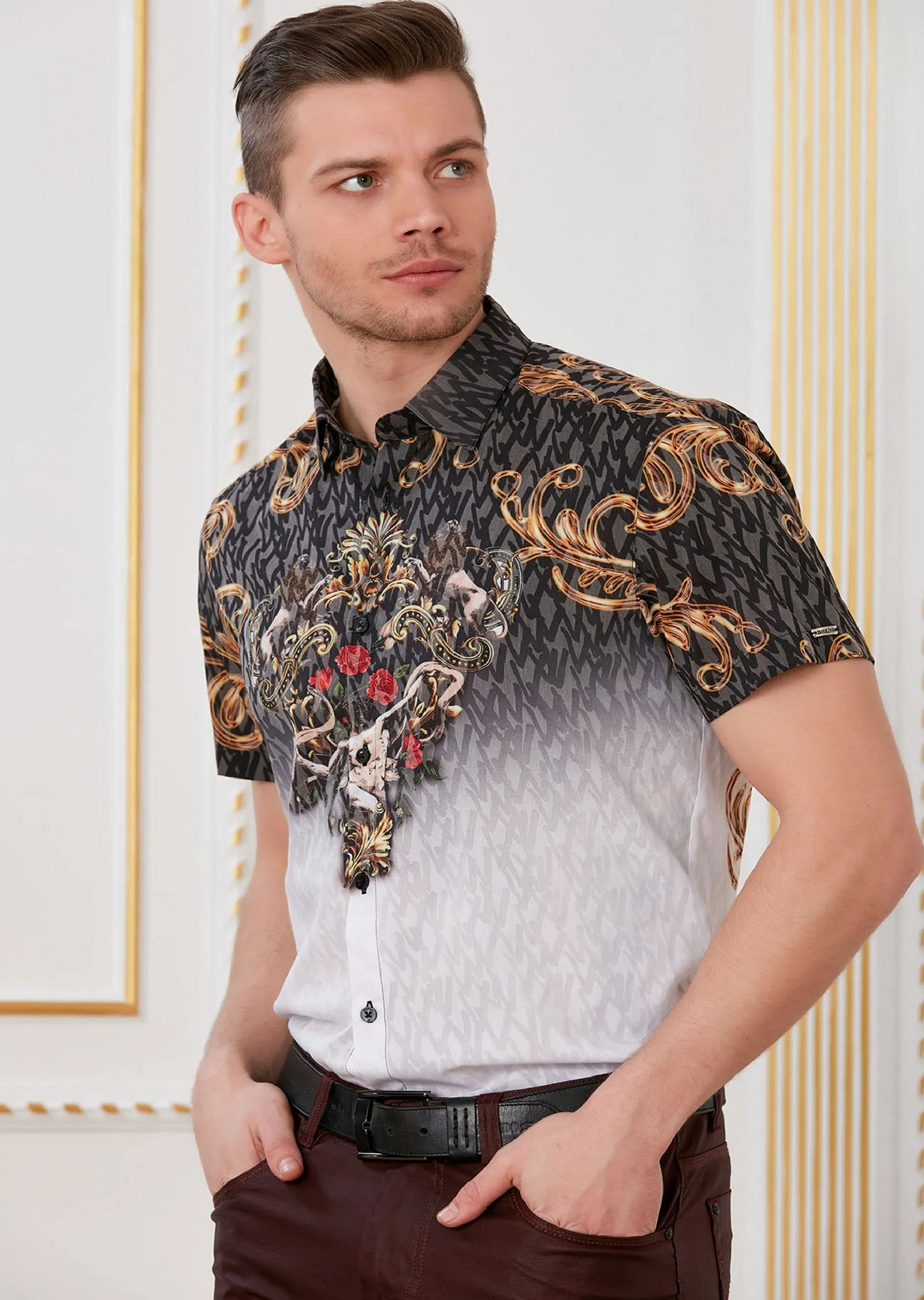 Black Gold Baroque Devoré Shirt