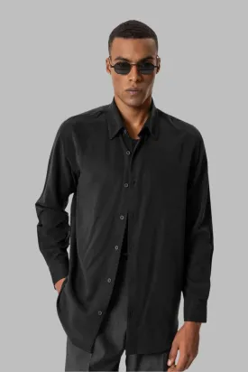 Black Technical Tencel Fabric Men's Shirt - Wessi