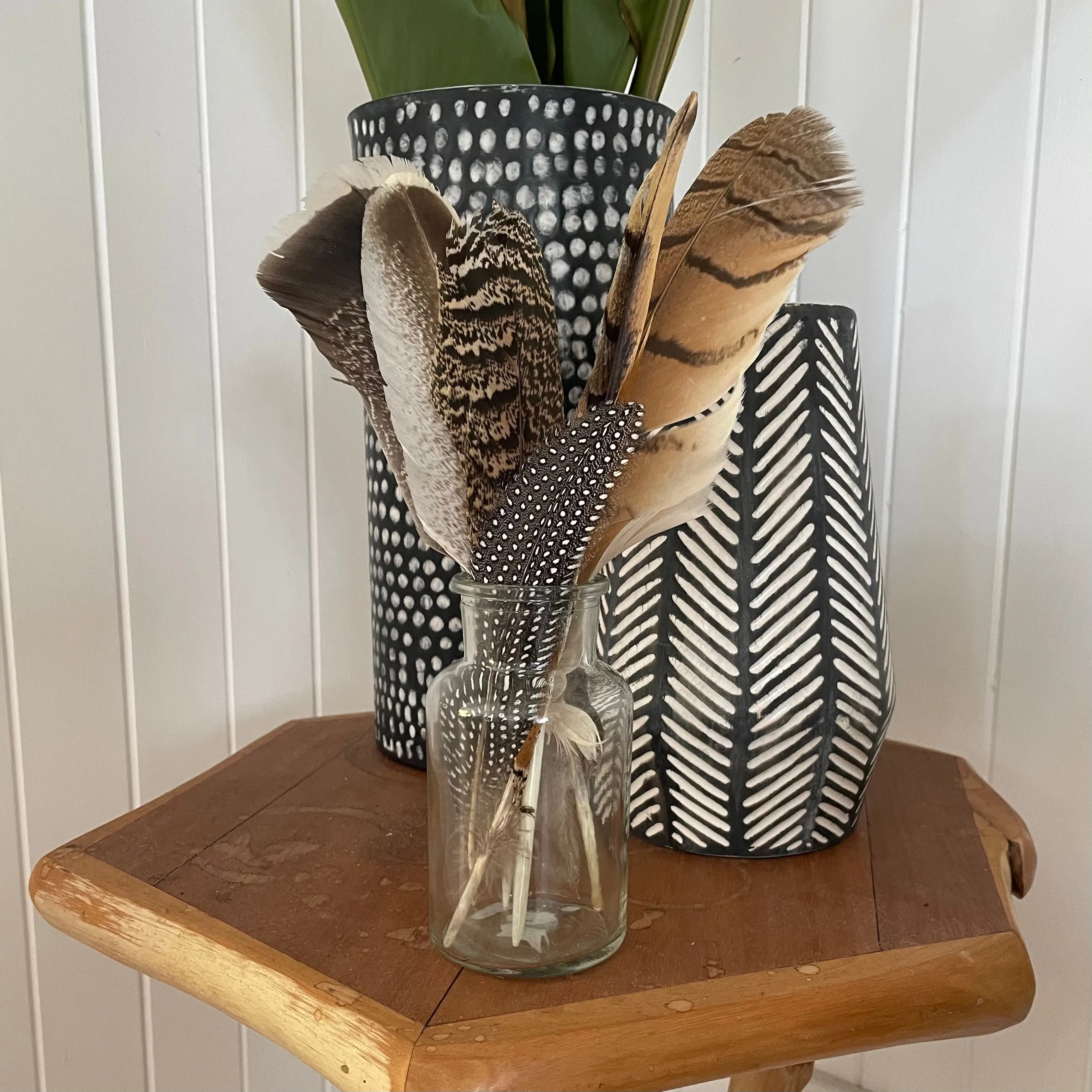 Boho Natural Feather Bottle Arrangement