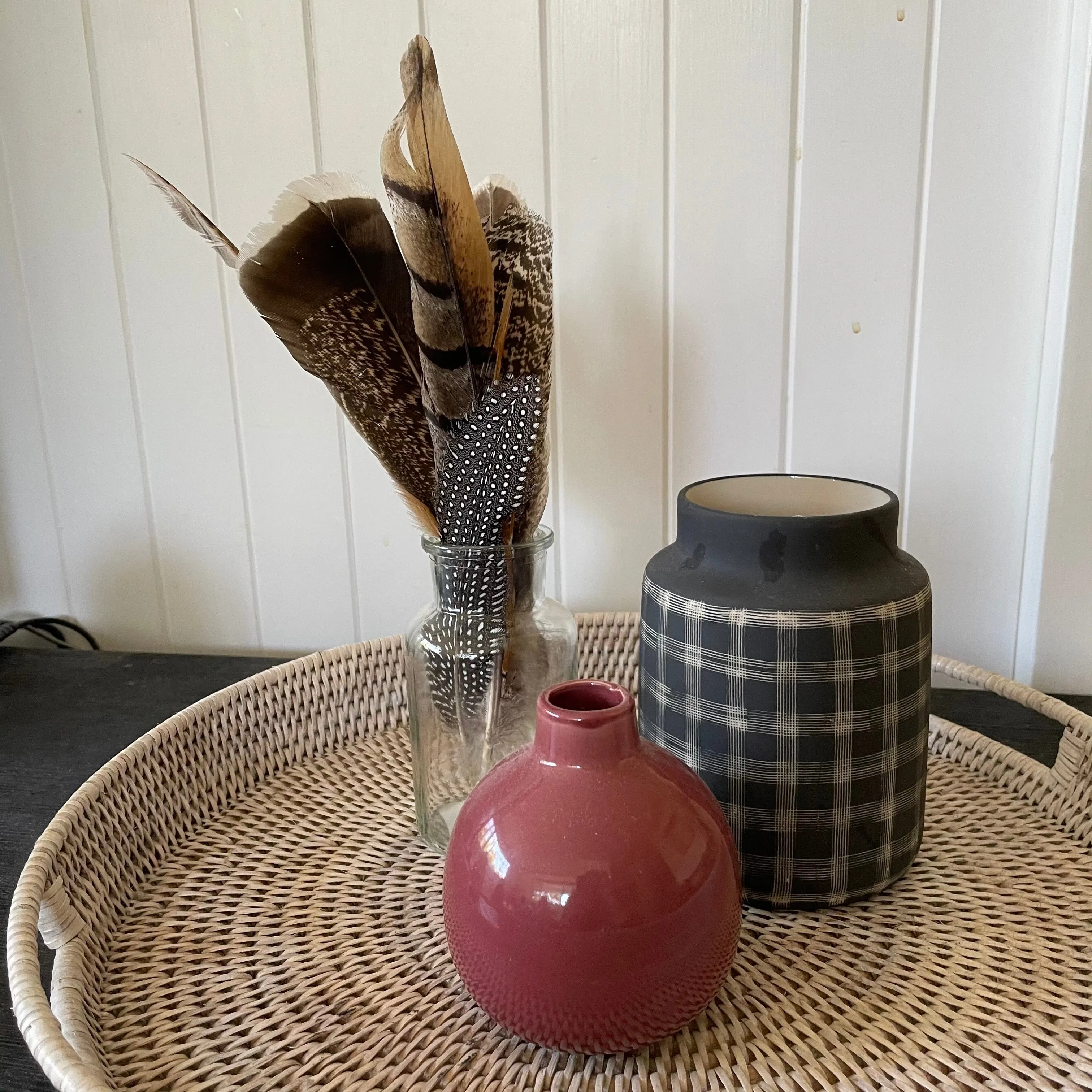 Boho Natural Feather Bottle Arrangement