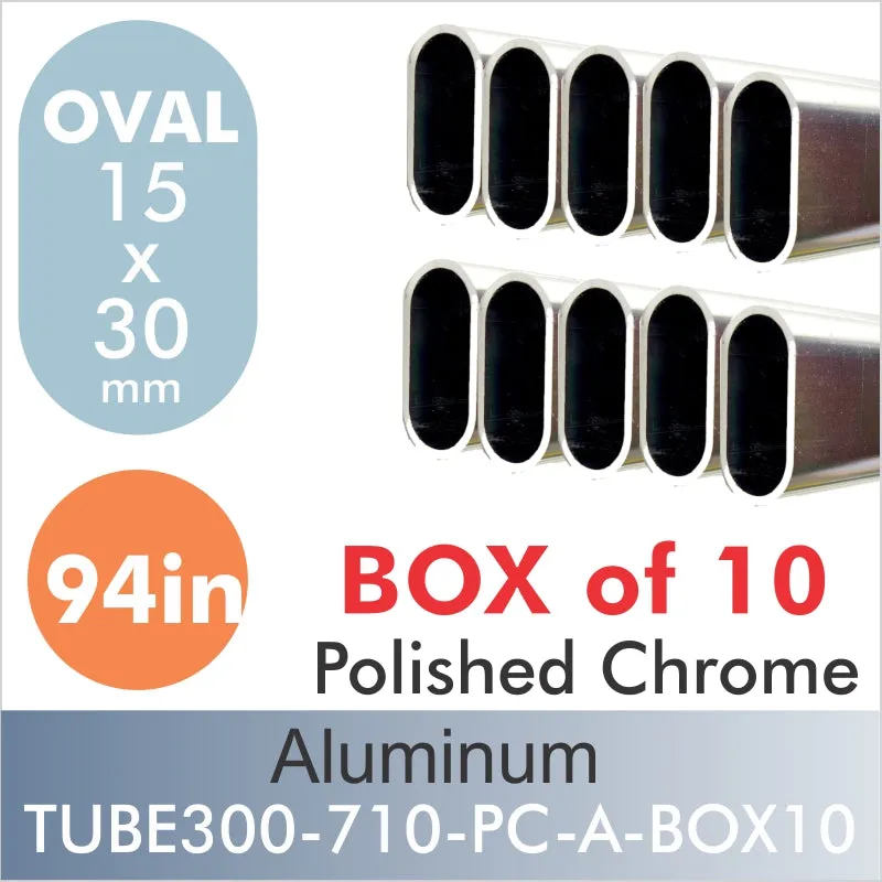 Box of 10, Aluminum Distressed  7ft 10in Oval Closet Rod, Polished Chrome