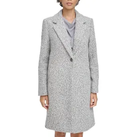 Calvin Klein Womens Petites Textured Long Sleeve Teddy Coat