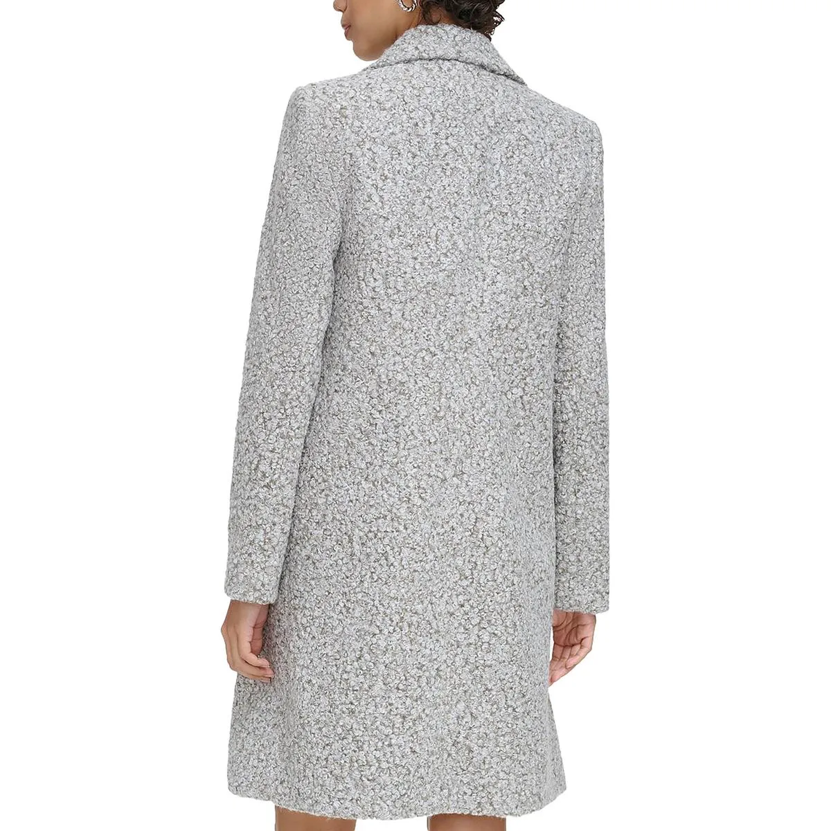 Calvin Klein Womens Petites Textured Long Sleeve Teddy Coat