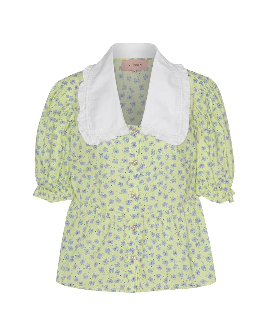 Cecilia Short shirt - Yellow Floral