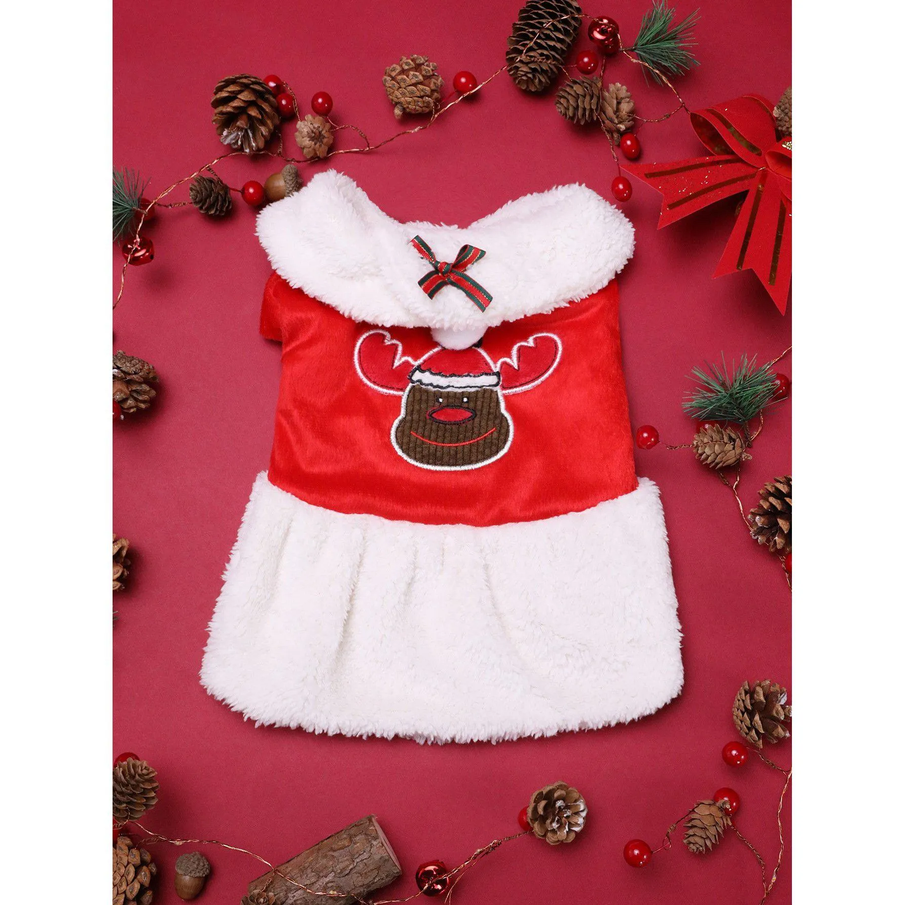 Christmas Coat Cotton-padded Jacket Teddy Pomeranian Small Dog Autumn And Winter Clothes Thickened Dog Clothes