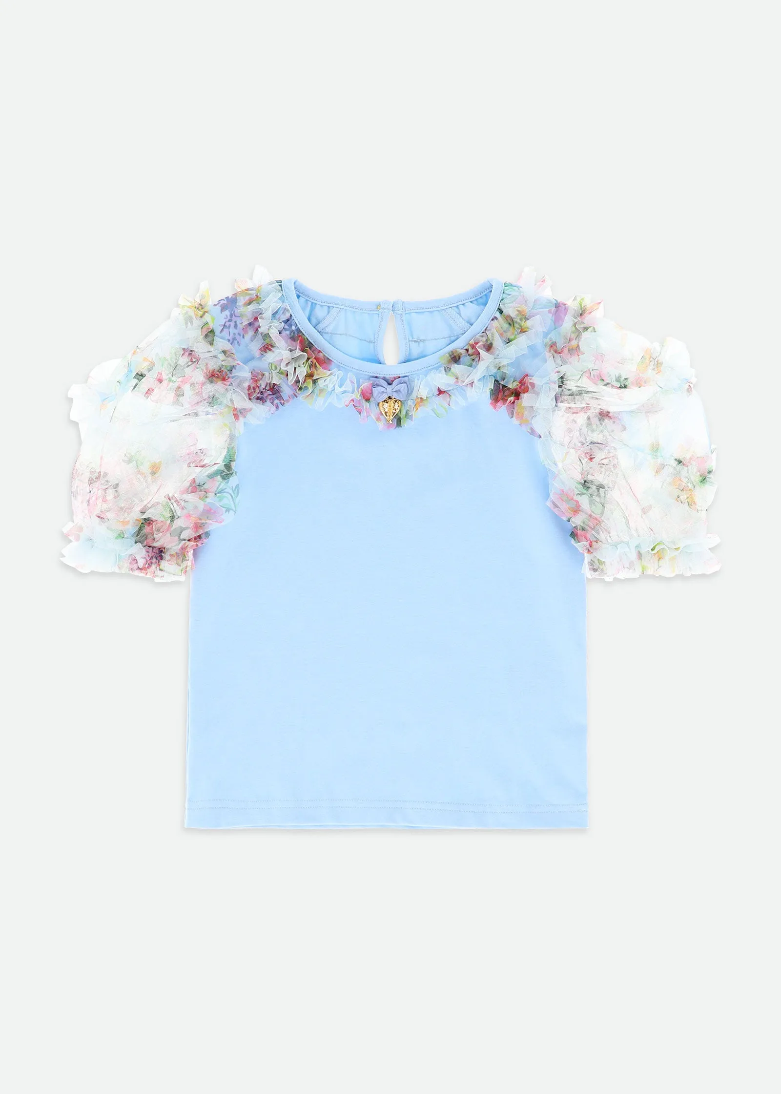 Codie Floral Tulle Top Baby Blue