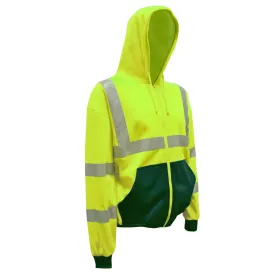 Cordova Class 3 Hooded Zip Sweatshirt, Hi-Vis Lime, SJ401