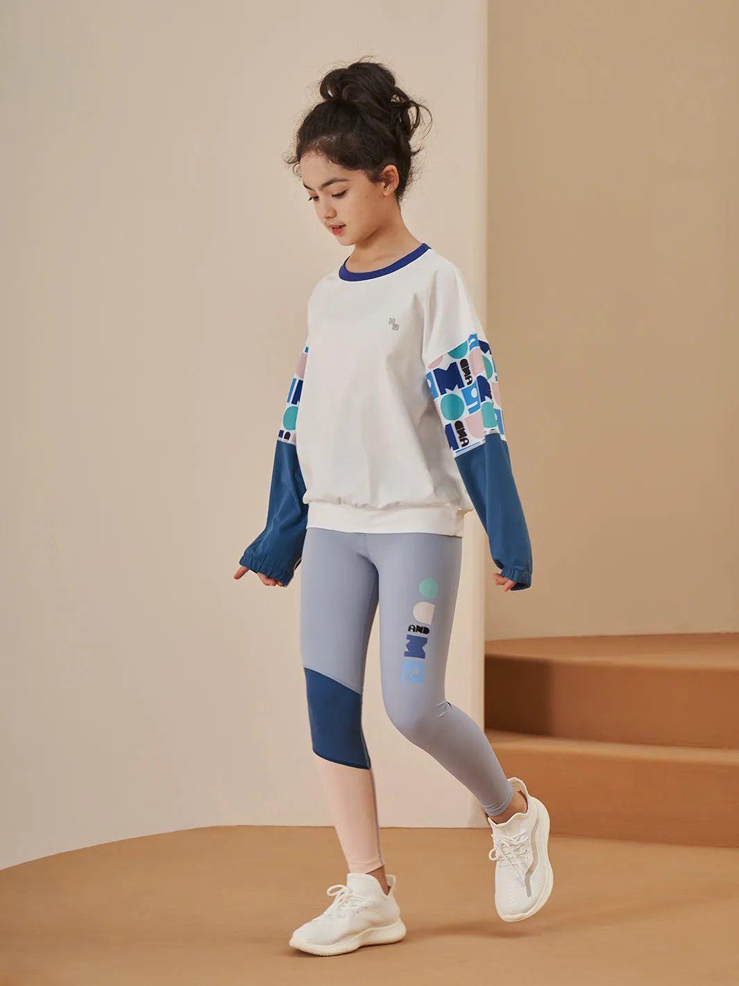 Fleece Colorblock Print  Sweatshirt