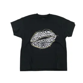 Fluid t-shirt 5-6 years black glittery lips print cotton