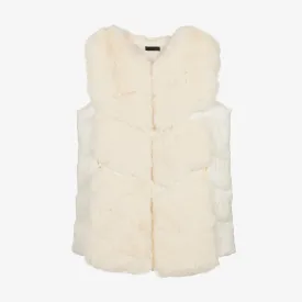 Fun & Fun Fashion Kids Ivory Faux Fur Puffer Jacket Vest - 8Y