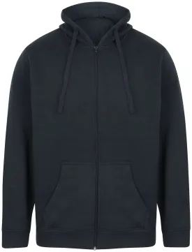 Kesler Brush Back Fleece Basic Zip Through Hoodie In Navy