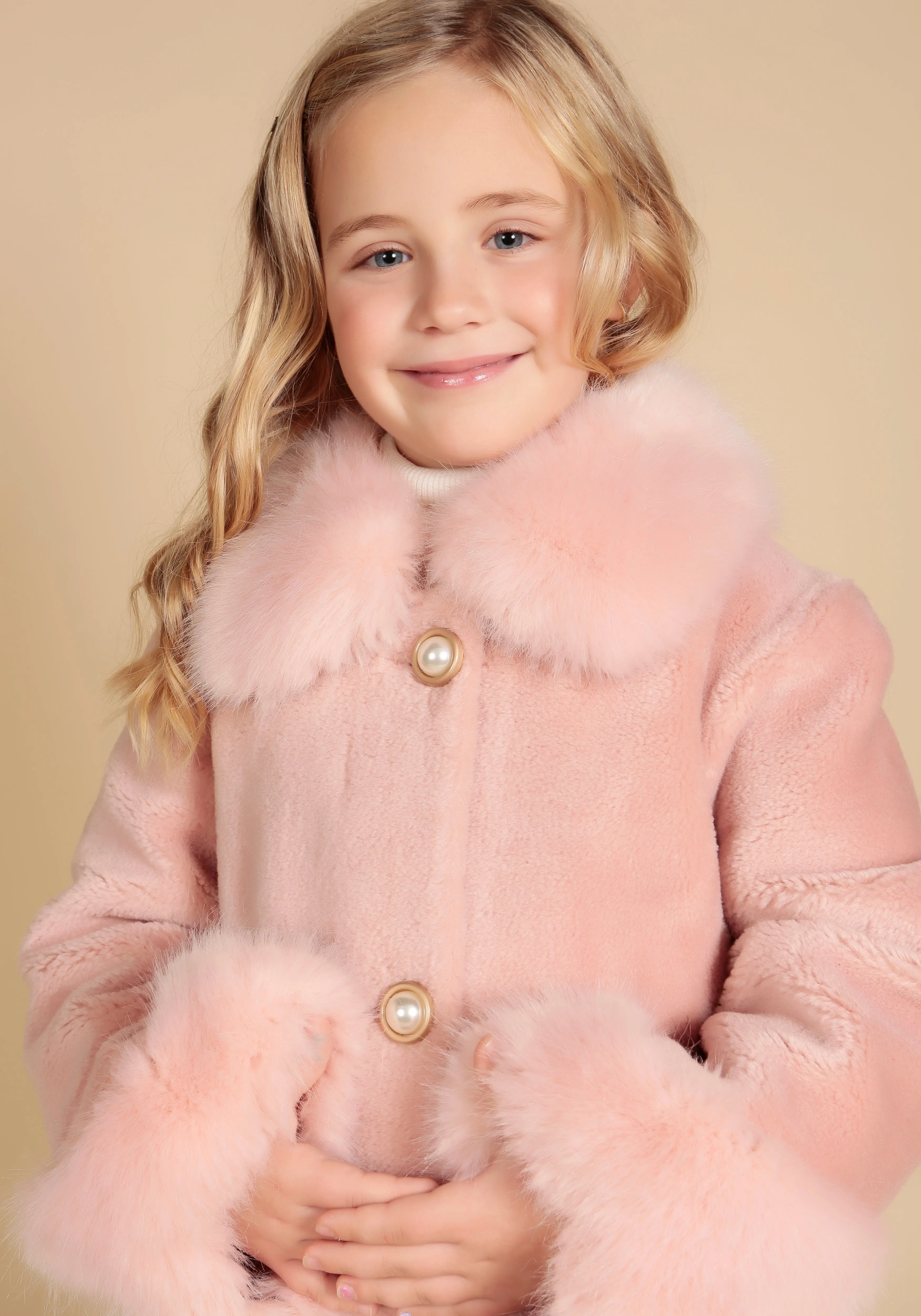 'Mini' 'Monroe' Wool Coat in Rosa