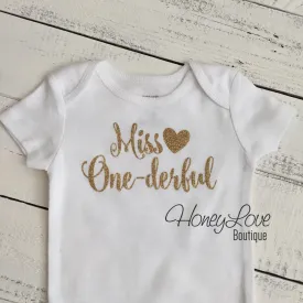 Miss One-derful - SILVER or GOLD glitter bodysuit