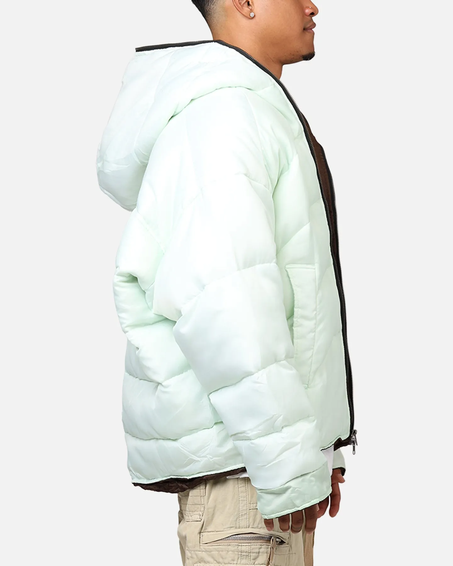 MNML Reversible Full Zip Puffer Jacket Mint