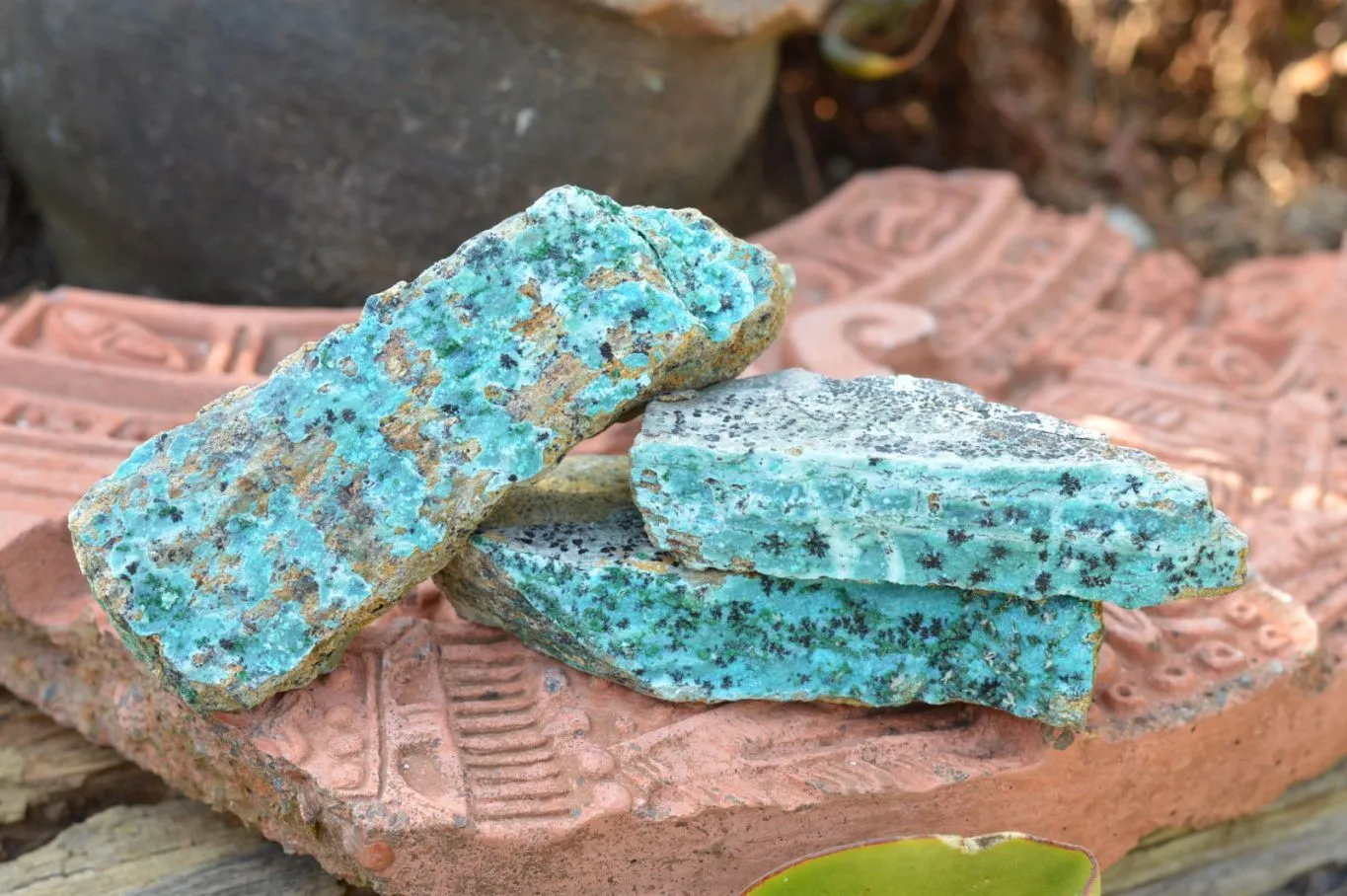 Natural Drusy Crystalline Chrysocolla With Malachite & Black Heterogenite x 8 From Likasi, Congo