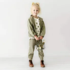 Organic Cotton Baby & Toddler Hooded Jacket - Olive