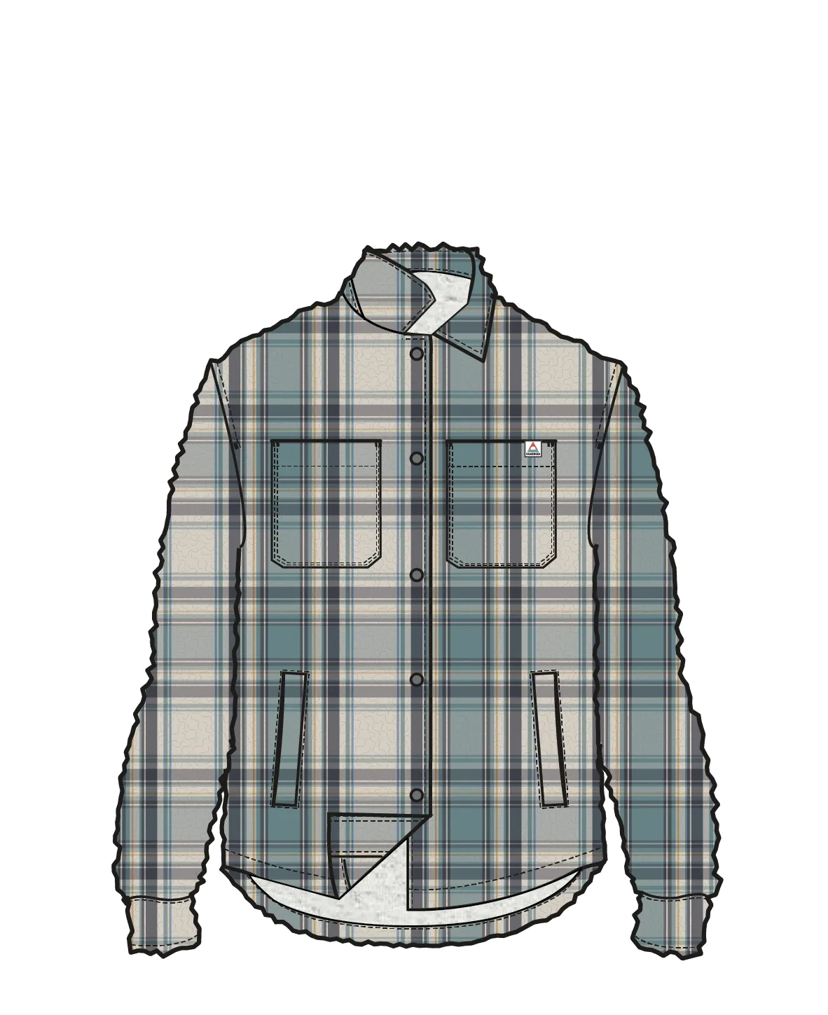 Orion Recycled Sherpa-Lined Polar Fleece Shirt - Oatmeal/Arctic Check