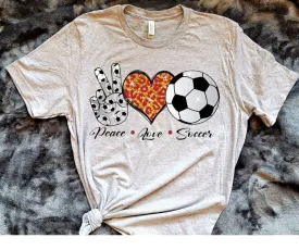 Peace Love Soccer Orange Leo Glittery Heart Sports Ball Top