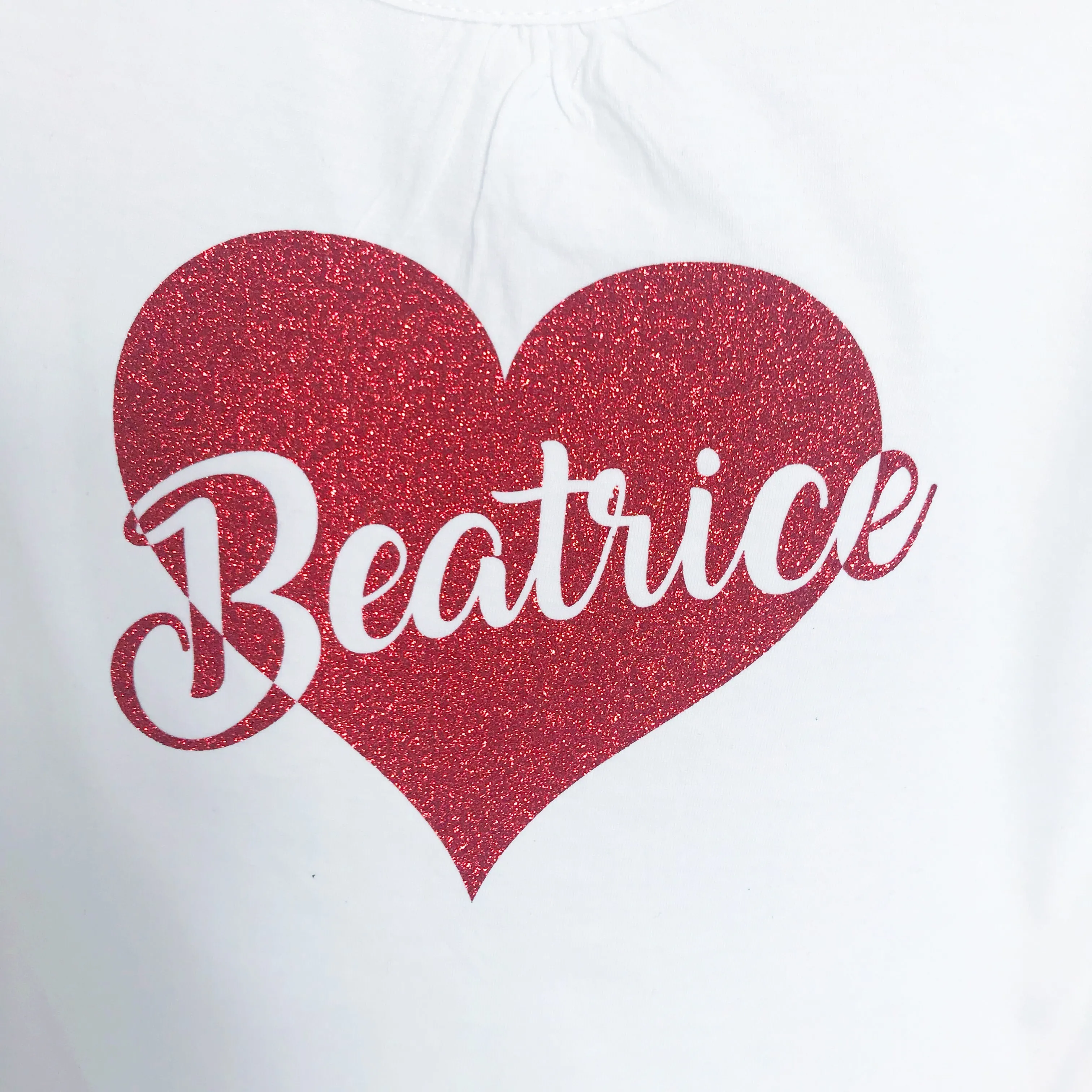 Personalised Glittery Love Heart LONG Sleeve T Shirt (4 colour designs)