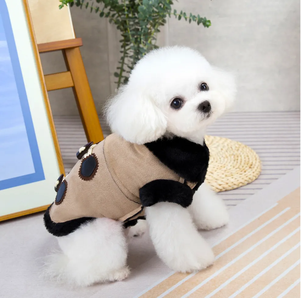 Pet Clothes | Suede Horn Coat for Dogs and Cats | 2024 New Autumn and Winter Teddy Pet Clothing