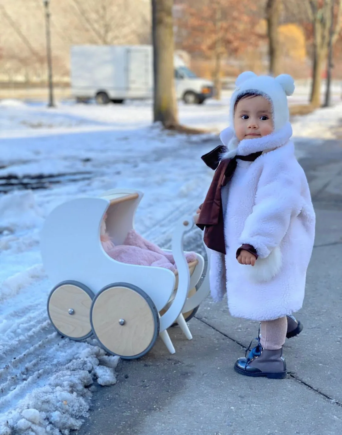 Petite Maison Kids Shearling Teddy Bow Coat