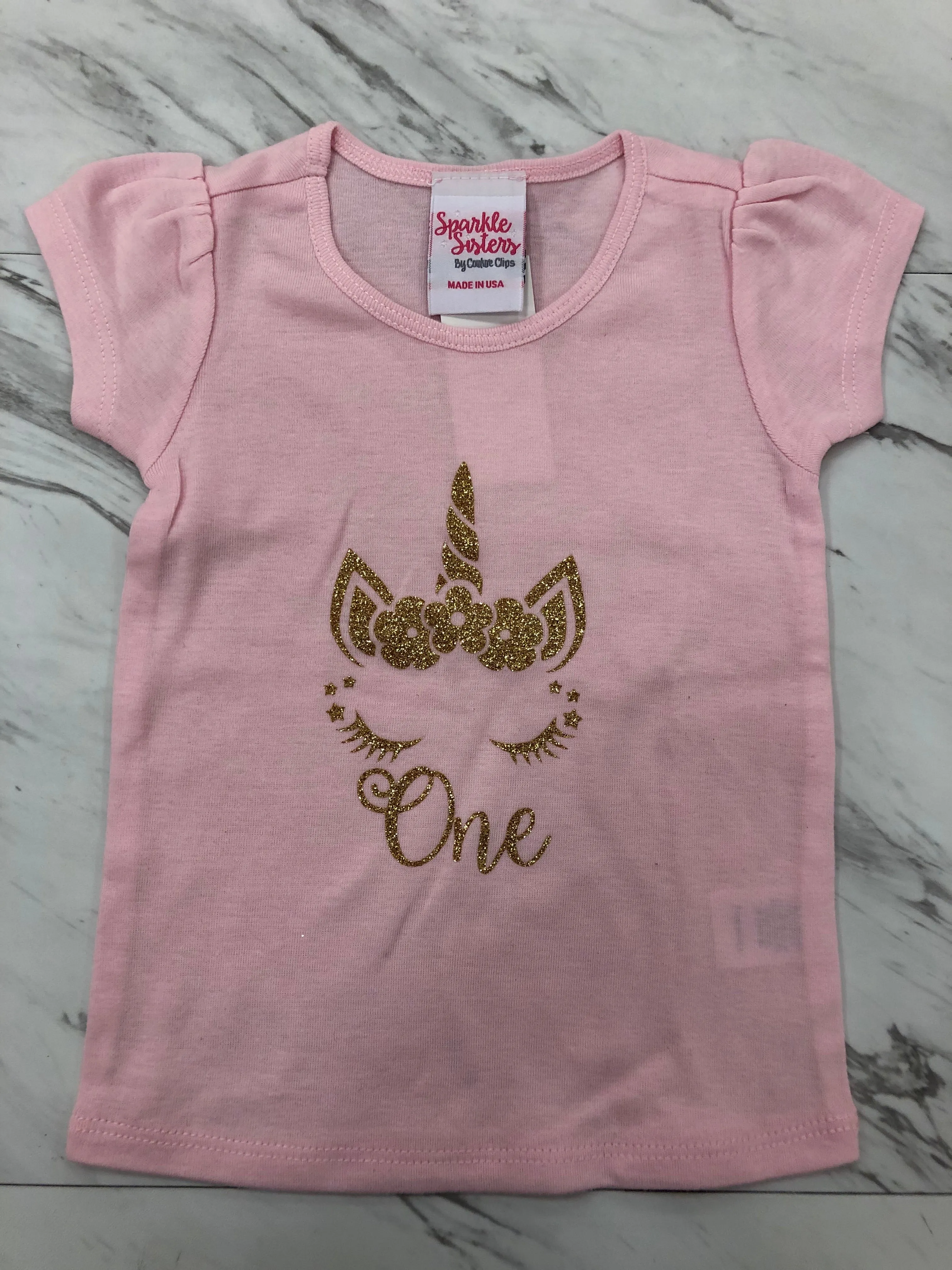 Pink and Gold Unicorn Birthday Shirt