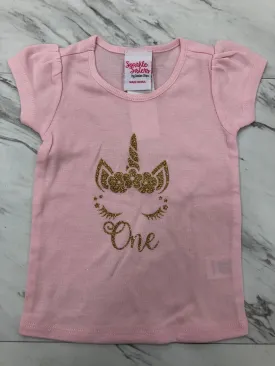 Pink and Gold Unicorn Birthday Shirt