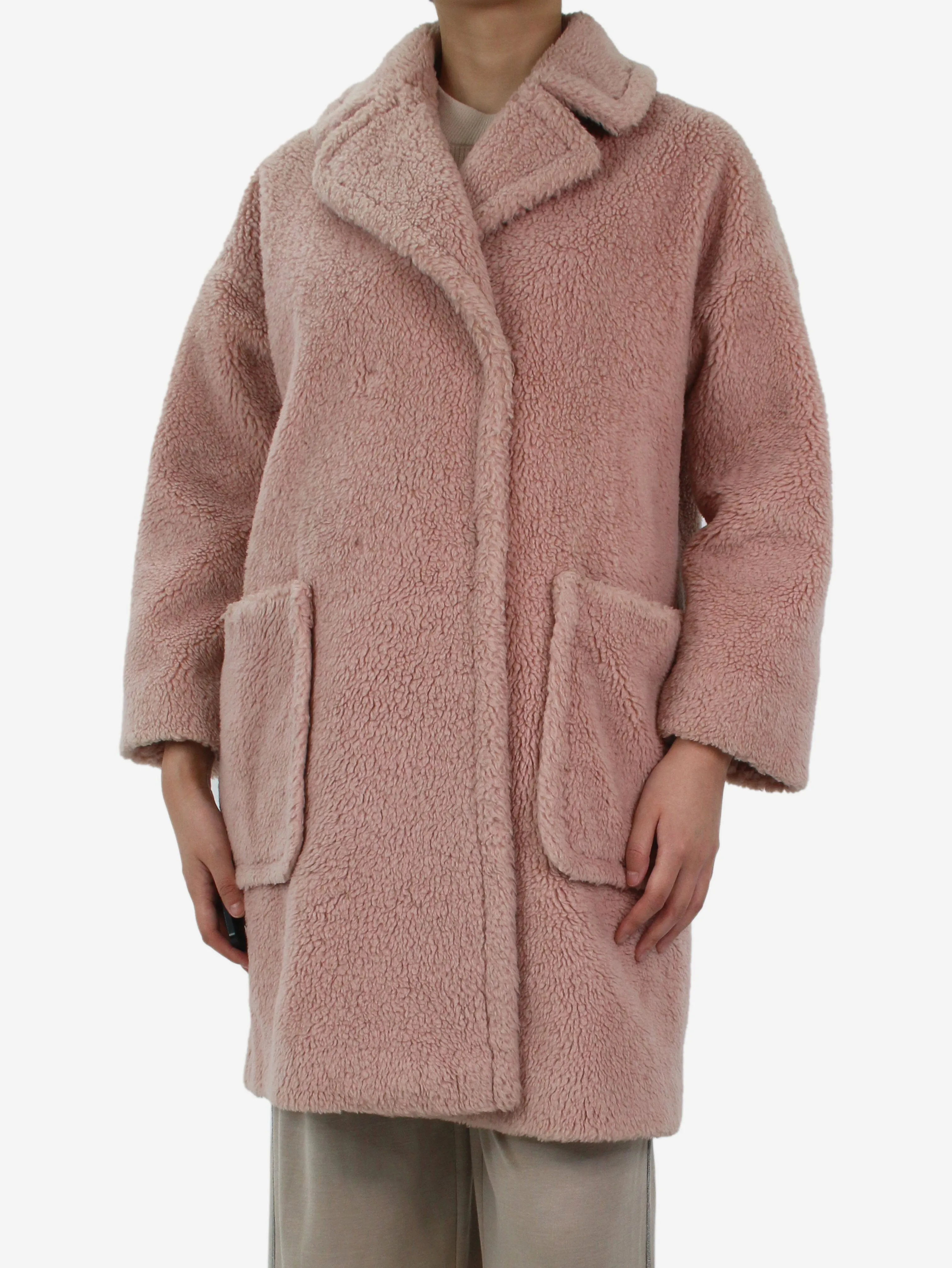 Pink teddy coat - size UK 4