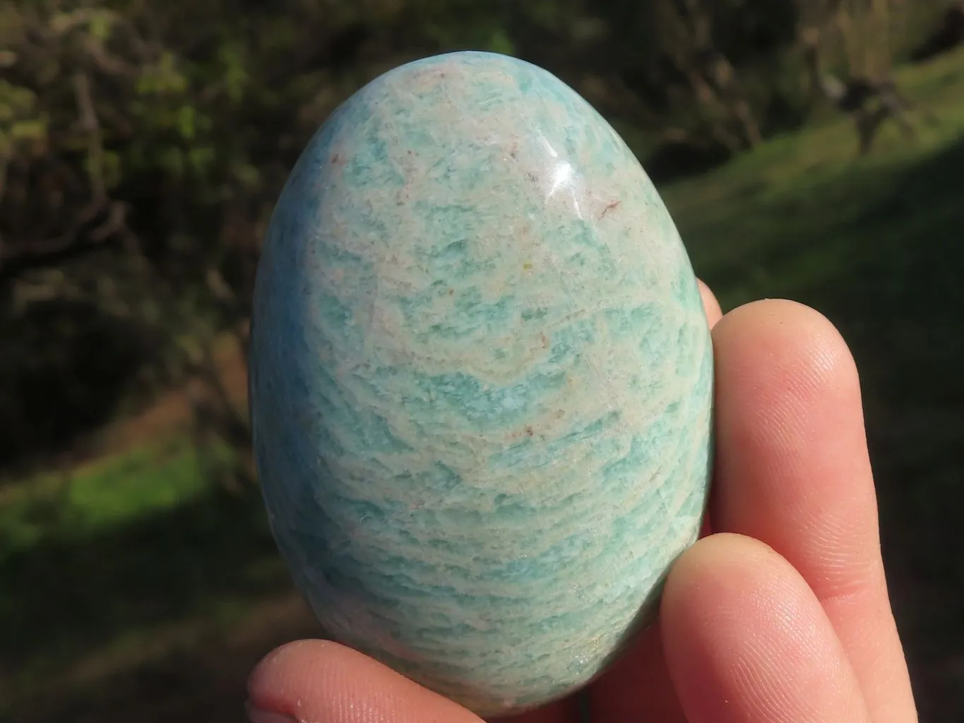 Polished Amazonite Palm Stones x 24 From Zimbabwe