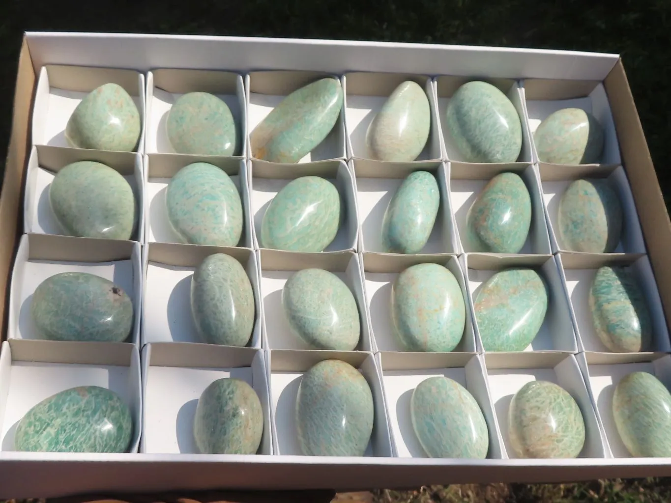 Polished Amazonite Palm Stones x 24 From Zimbabwe