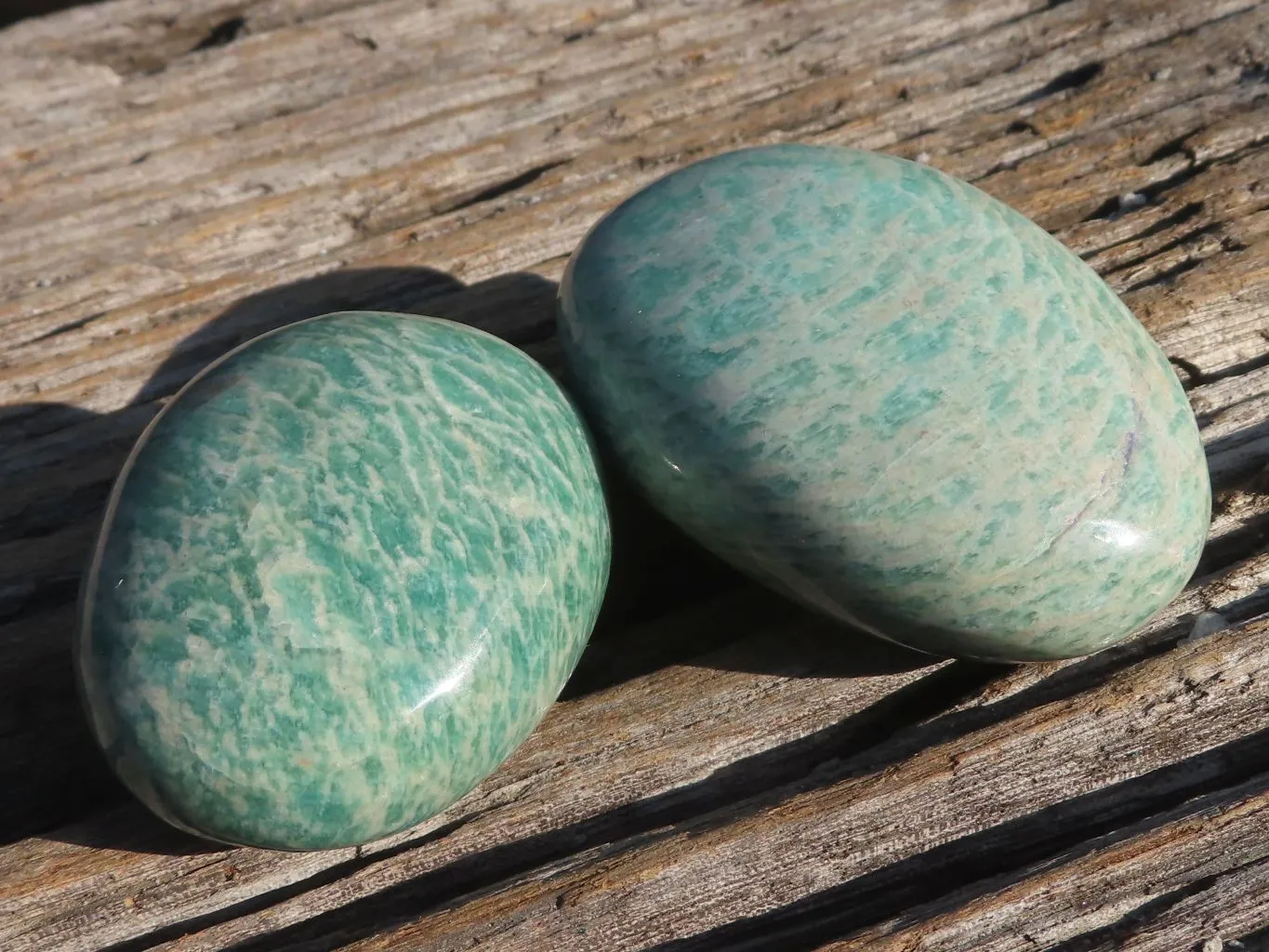 Polished Amazonite Palm Stones x 24 From Zimbabwe