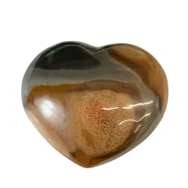 Polished Black, Grey, And Brown Polychrome Jasper Heart