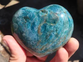 Polished Blue Apatite Hearts (Stone Sealed) x 6 From Madagascar