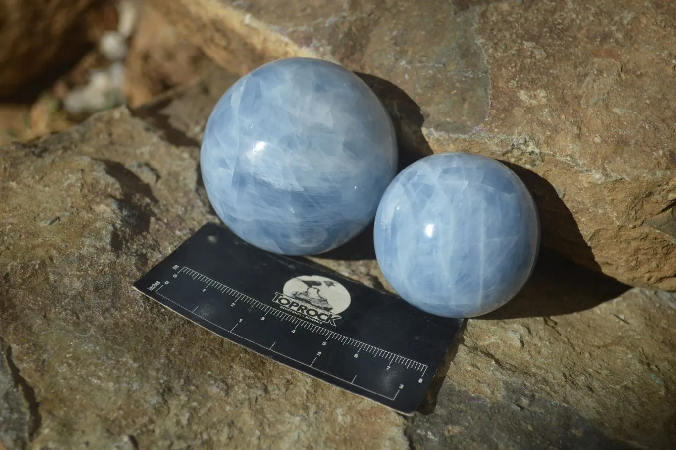 Polished Blue Calcite Spheres  x 4 From Ihadilalana, Madagascar