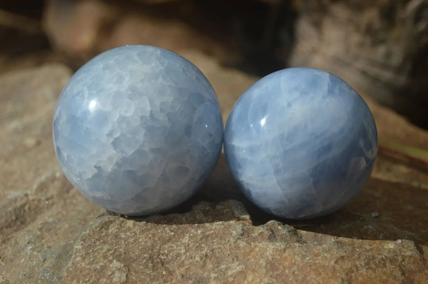 Polished Blue Calcite Spheres  x 4 From Ihadilalana, Madagascar