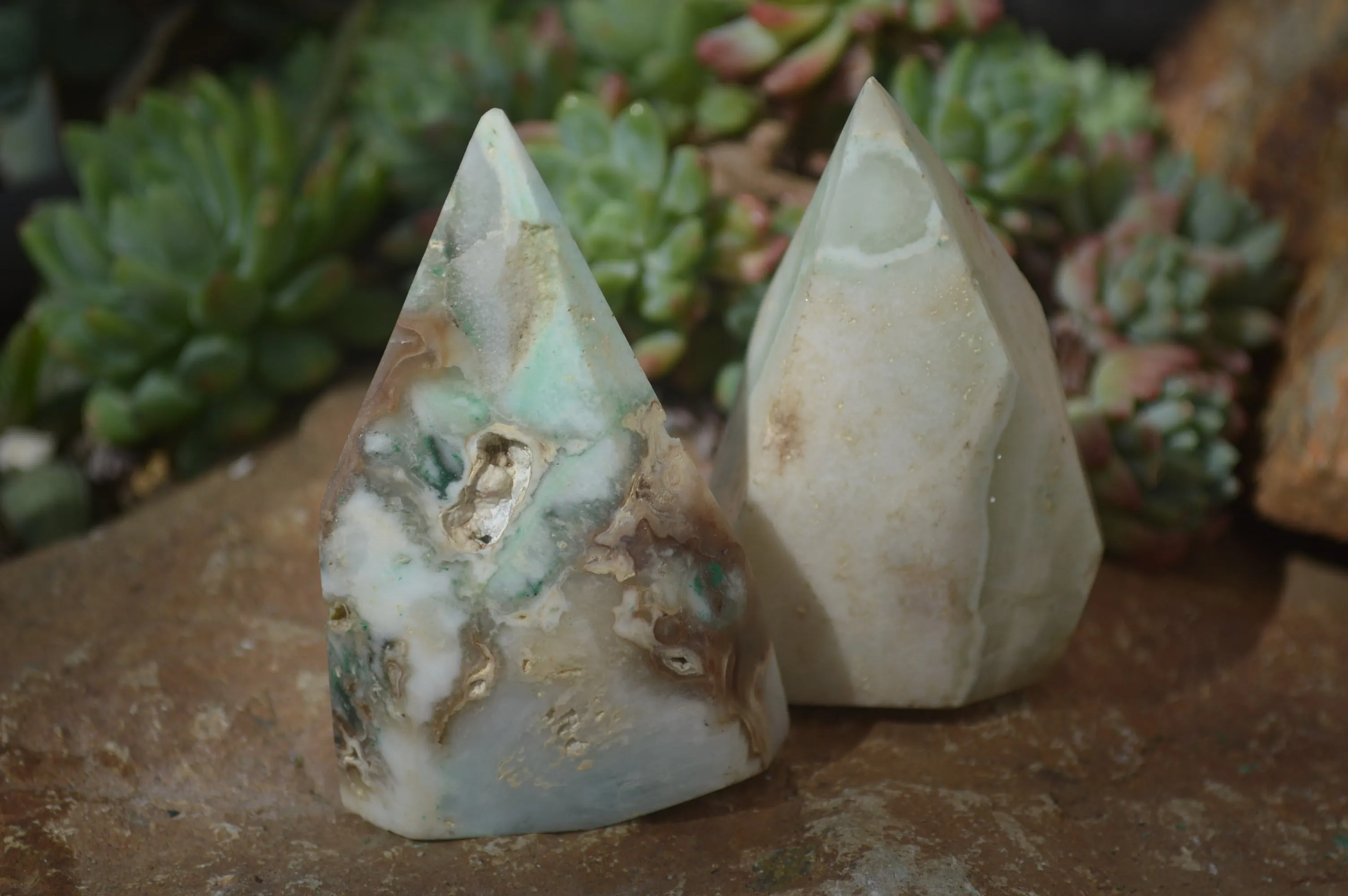 Polished Blue Smithsonite Aragonite Points x 6 From Namibia