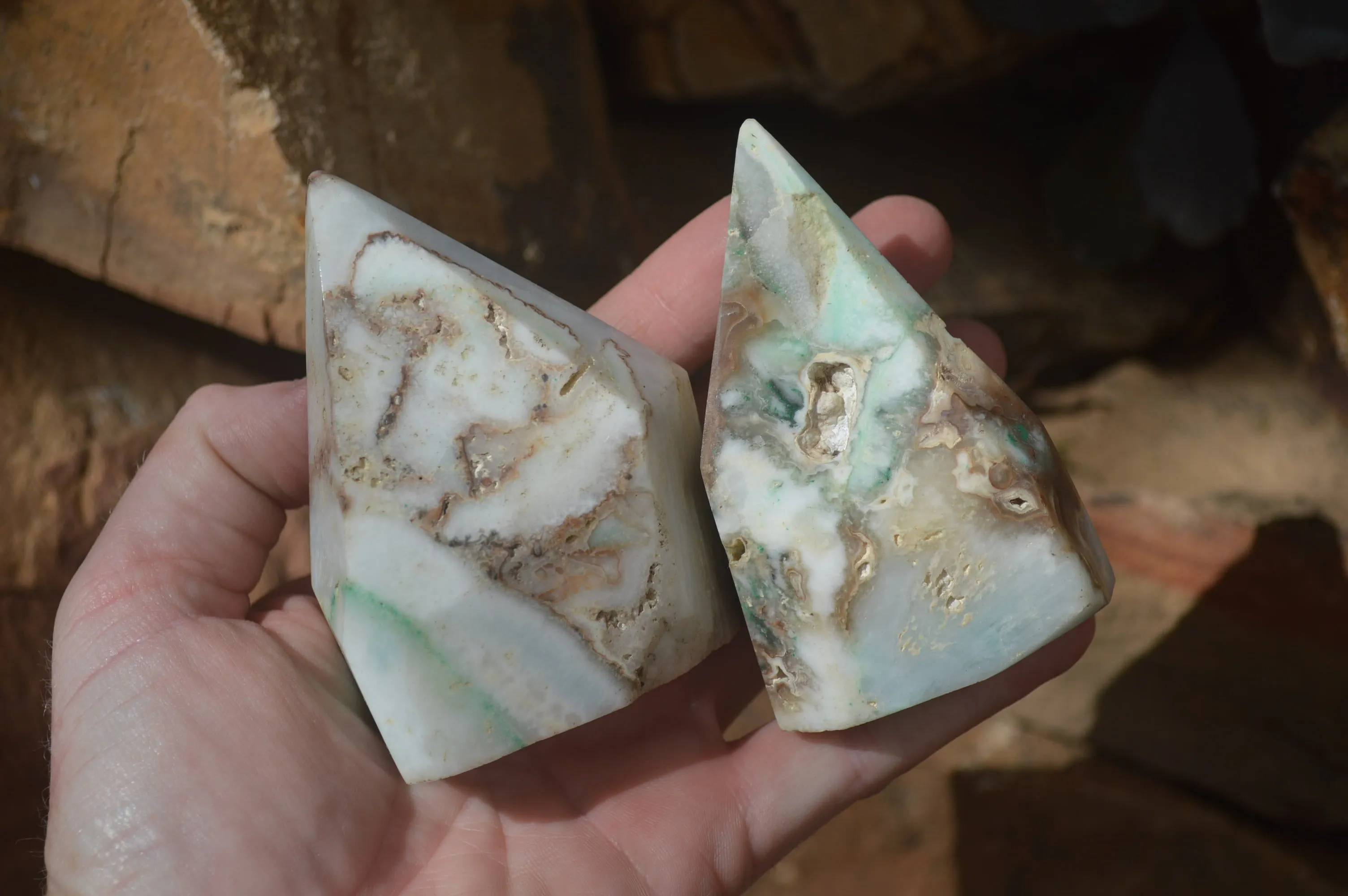 Polished Blue Smithsonite Aragonite Points x 6 From Namibia