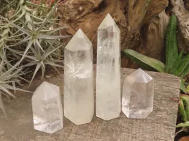 Polished Clear Quartz Crystal Points x 4 From Madagascar