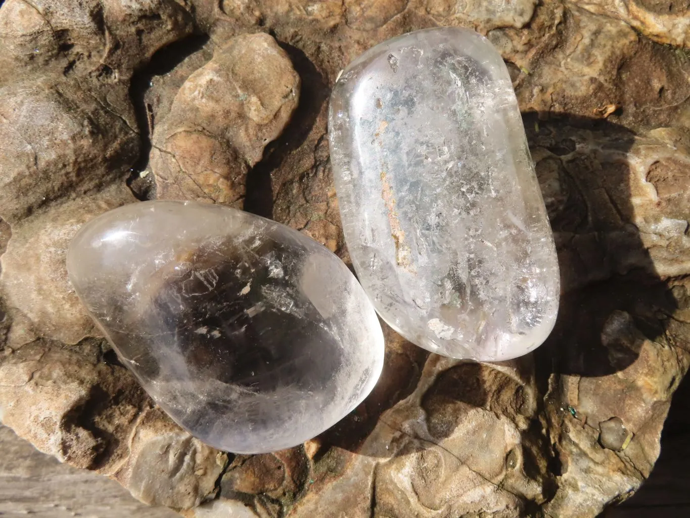 Polished Clear Quartz Galet / Palm Stones With Inclusions x 6 From Zimbabwe