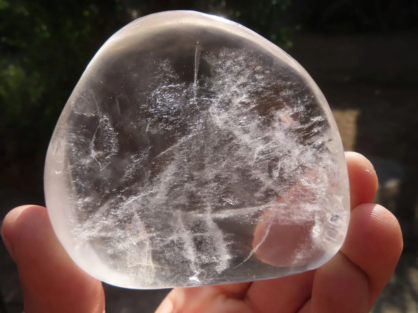 Polished Clear Quartz Galet / Palm Stones With Inclusions x 6 From Zimbabwe