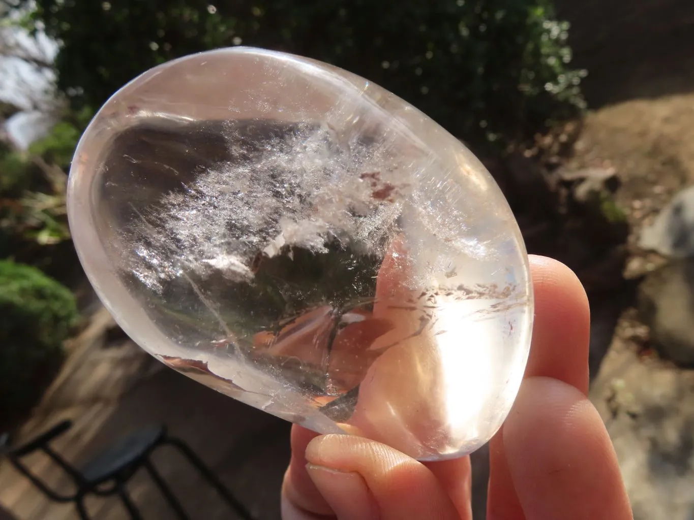 Polished Clear Quartz Galet / Palm Stones With Inclusions x 6 From Zimbabwe